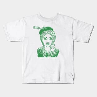 Green Woman in a Hat Kids T-Shirt